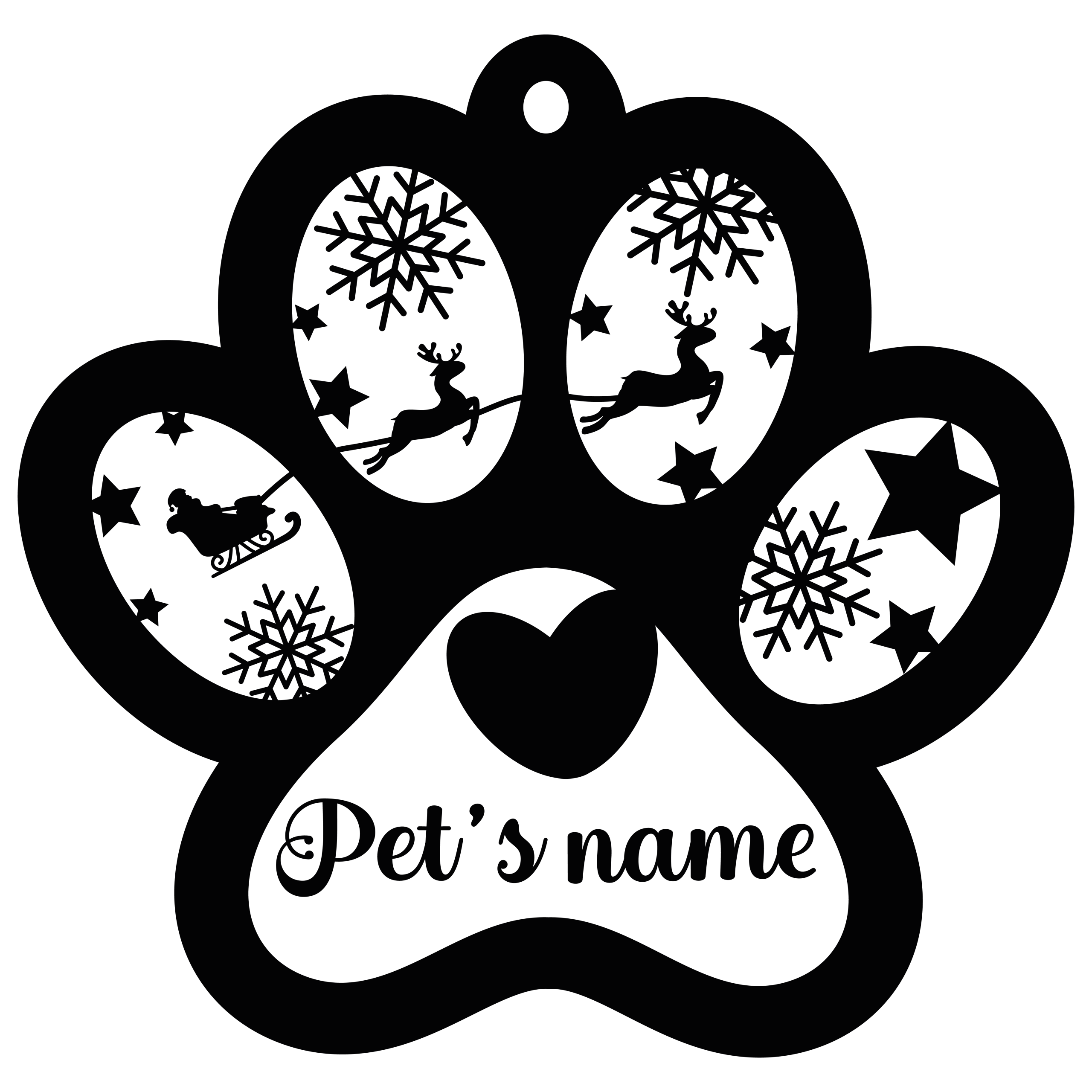 Christmas bauble pet name - black version